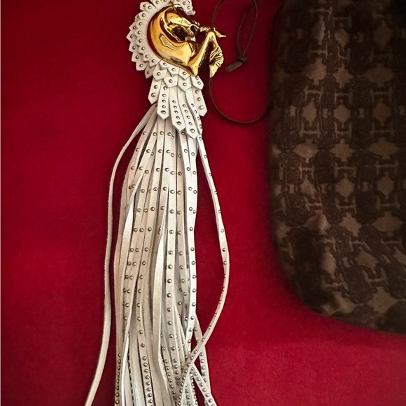 Roberto Cavalli Vintage Gold and White Leather Necklace - Picture 3 of 7